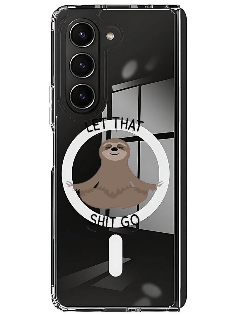 Theodor Magnetic Case for Samsung Galaxy Z Fold 5 Compatible with MagSafe Wireless Charging, Shockproof Phone Bumper Cover Let that go BLack - Image 1