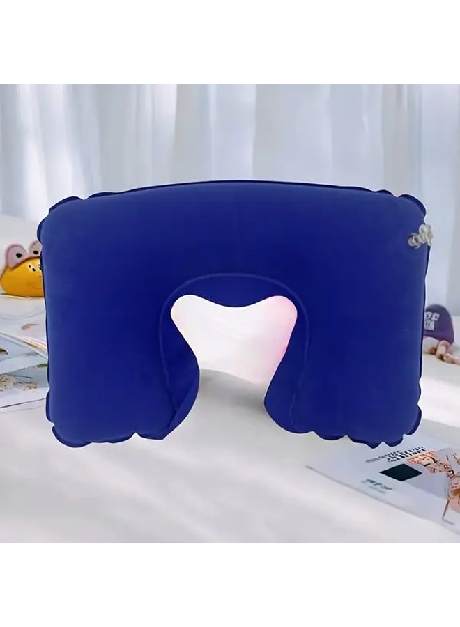 Black Inflatable U Shaped Travel Neck Pillow Ergonomic Design Portable - Image 5