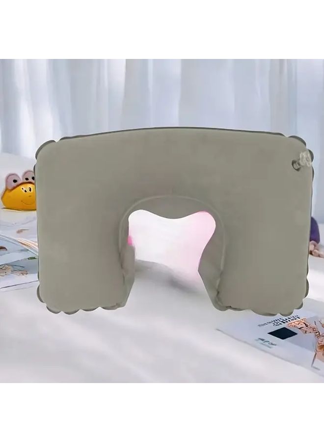 Black Inflatable U Shaped Travel Neck Pillow Ergonomic Design Portable - Image 3