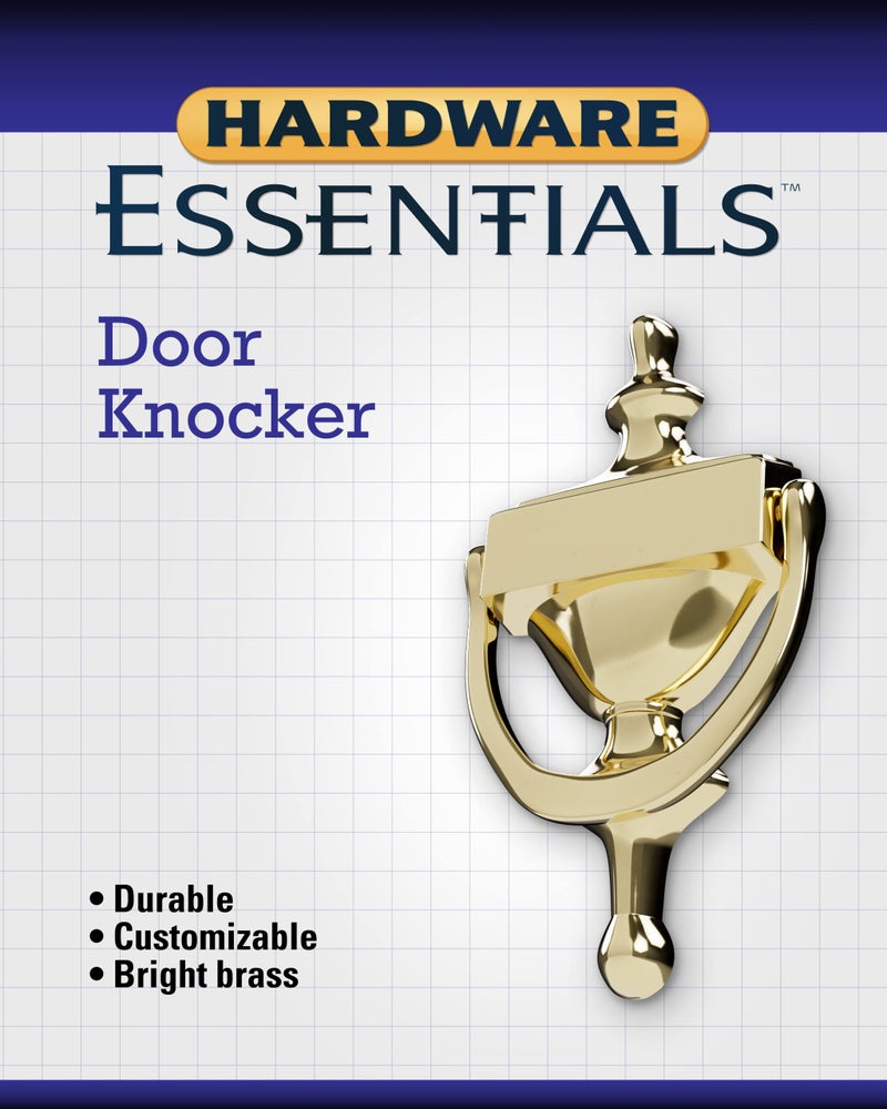Hardware Essentials 852393 Bright Brass Door Knocker, 7-Inch - Image 2