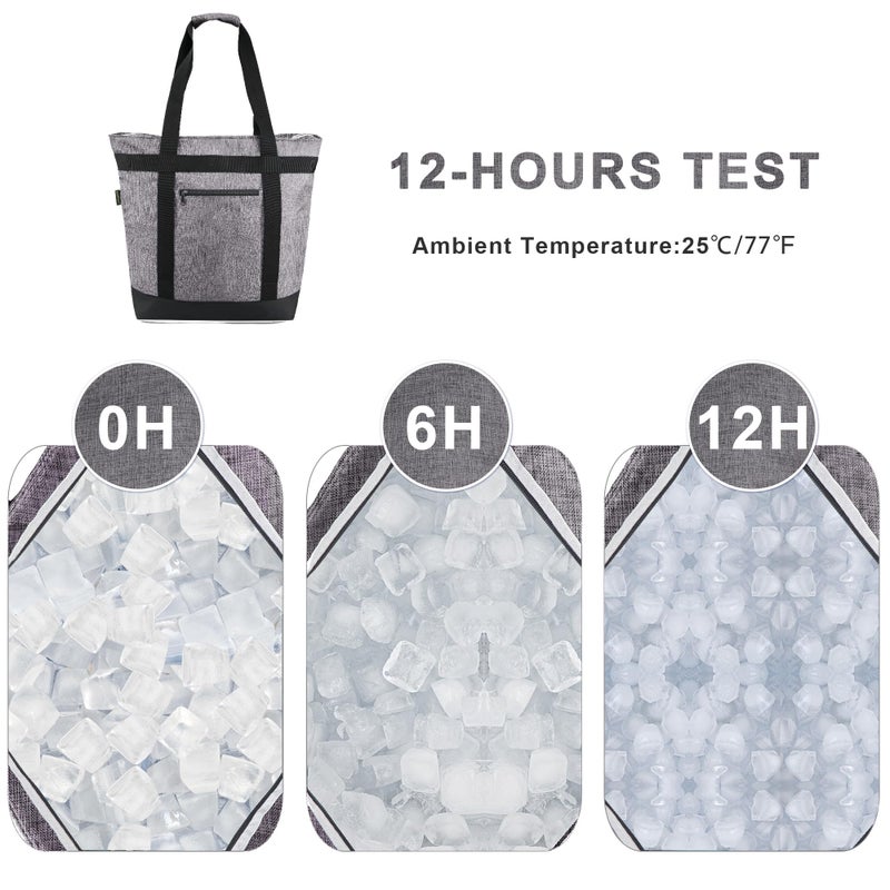 BeeGreen Insulated Cooler Bag with Handles Oversized Sturdy Leakproof Freezer Shopping Tote for Groceries Heavy Duty Thermal Food Delivery Bag Charcoal - Image 3