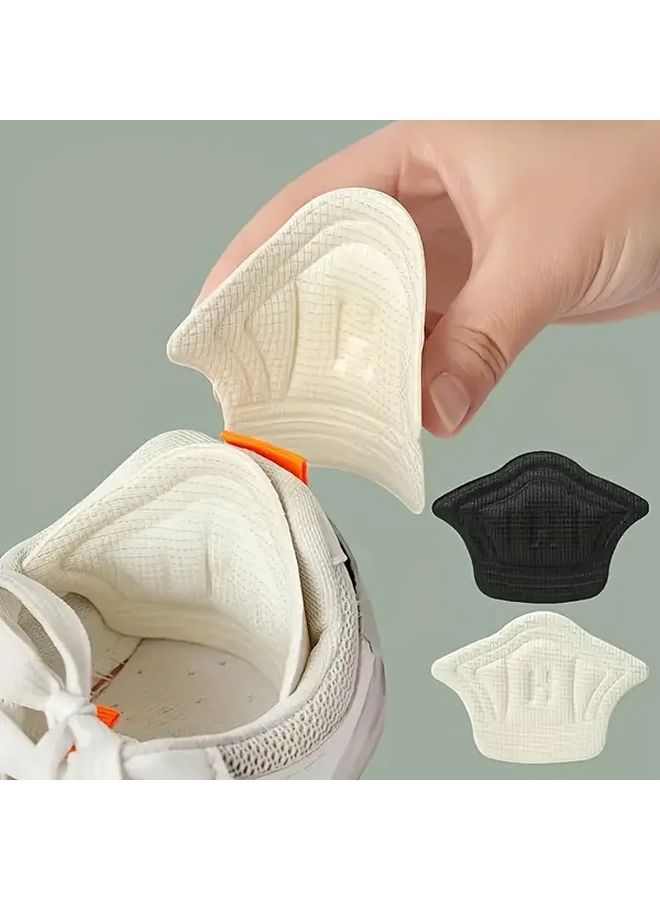 2pcs Adjustable Heel Pads for Sports Shoes Anti Wear Nylon Cushion Inserts 5mm Thickness Self Adhesive Backing Easy Fit Comfortable Heel Protectors for Men and Women Black Textured Surface Pad - Image 1