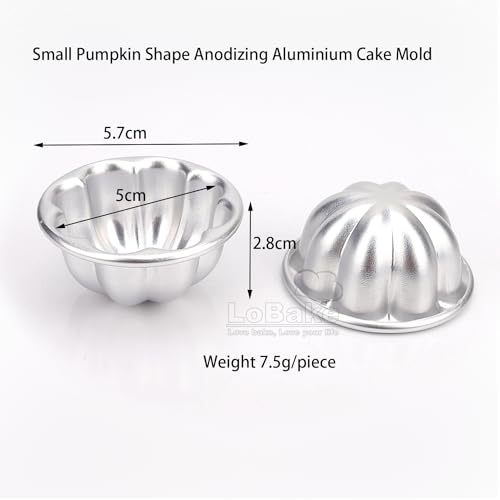 LoBake 10pcs Various Half Ball Pumpkin Grape Vollyball Shell Aluminium Tart Mould Jelly Pudding Cup Cupcake Mold Baking Tools (R13 Small pumpkin) - Image 2