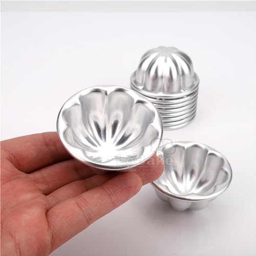 LoBake 10pcs Various Half Ball Pumpkin Grape Vollyball Shell Aluminium Tart Mould Jelly Pudding Cup Cupcake Mold Baking Tools (R13 Small pumpkin) - Image 3