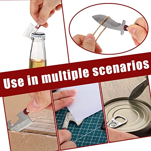 Minatee 13 Pieces Mini Knifes Damascus Pocket Set Tiny Chef Stainless Steel Knife with Sheath for Bottle Opener Package Opener Box Cutter - Image 4