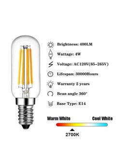 Y&D E14 LED Bulb 4W, Equal 40W Candelabra Warm White 2700K T6 Clear Vintage European Base Edison for Chandeliers, Ceiling Fan, Pendant, 4 Pack  - Image 2