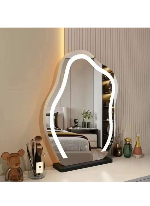 Vanity Mirror with LED Lights, 16.9" X 21.6"Large Makeup Mirror Cloud Shape, Smart Touch Dimmable 3-Color Light , for Vanity Desk Tabletop