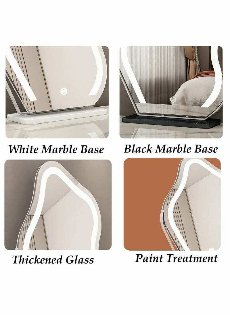 Vanity Mirror with LED Lights, 16.9" X 21.6"Large Makeup Mirror Cloud Shape, Smart Touch Dimmable 3-Color Light , for Vanity Desk Tabletop