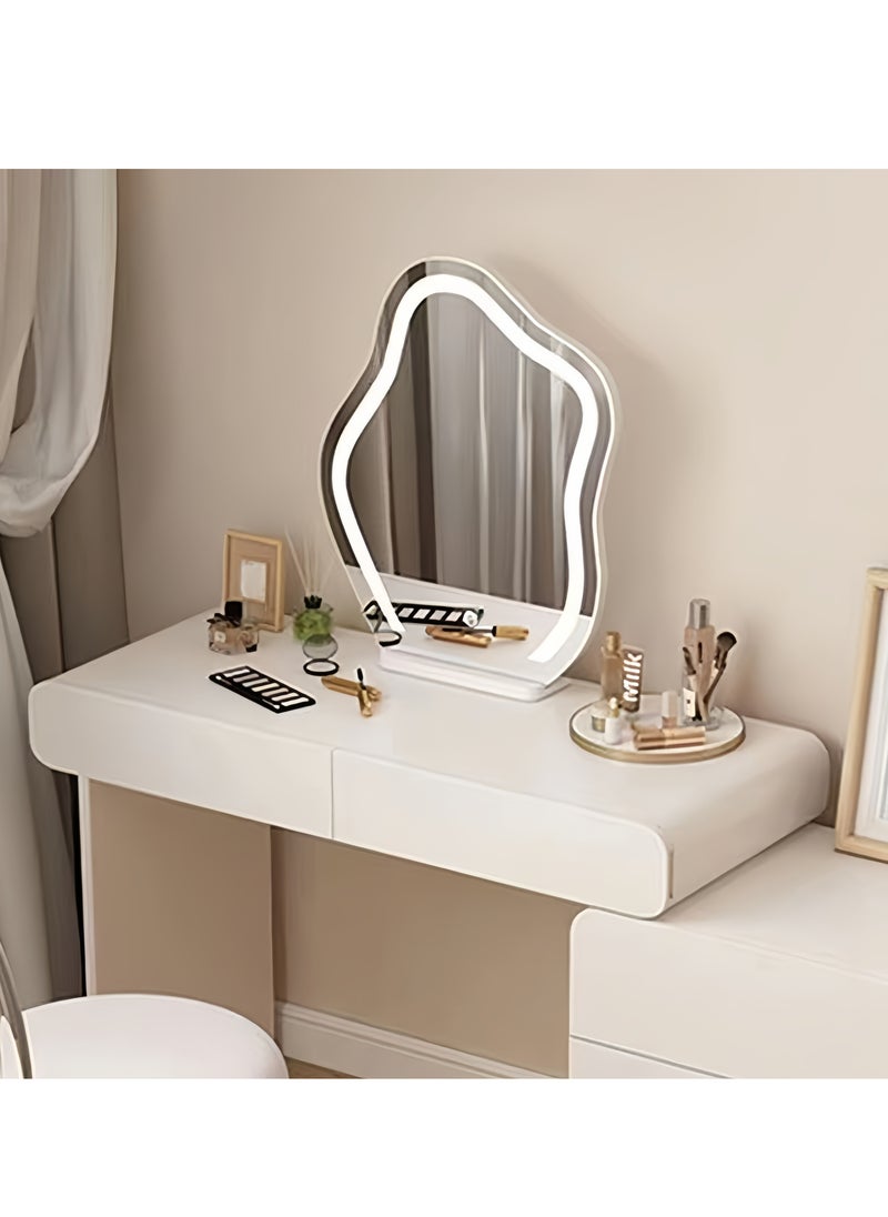 Vanity Mirror with LED Lights, 16.9" X 21.6"Large Makeup Mirror Cloud Shape, Smart Touch Dimmable 3-Color Light , for Vanity Desk Tabletop