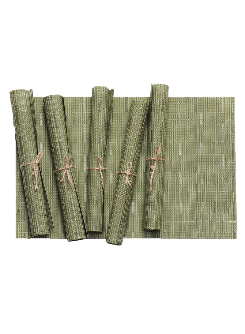 6-Piece Crossweave Placemat Set Green 45 x 30centimeter - Image 1