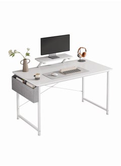 ADEBOLA Study Desk with Storage Bag,Home Office Computer Desk with Monitor Stand 110*50*75 CM  - Image 1