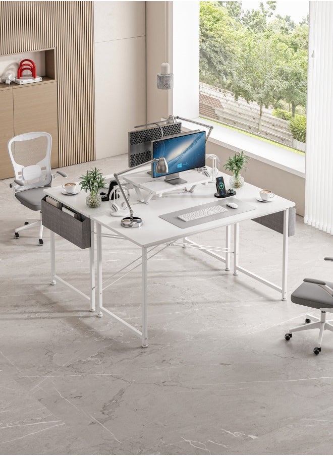 ADEBOLA - Study Desk with Storage Bag,Home Office Computer Desk with Monitor Stand 110*50*75 CM - Image 1