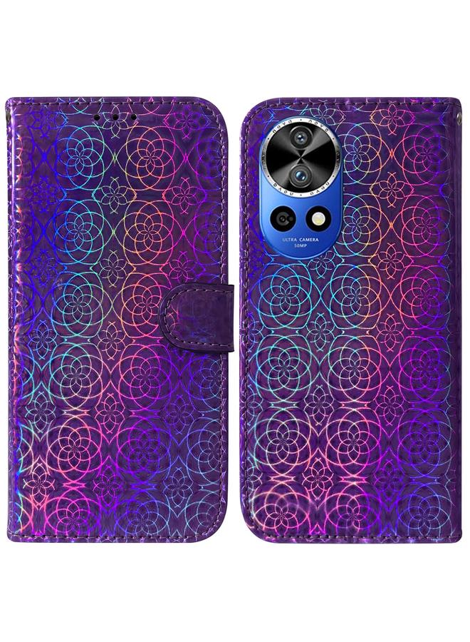 اس-توب جراب لهاتف Huawei nova 12 Pro مصنوع من الجلد الملون مع مشبك مغناطيسي - Image 1