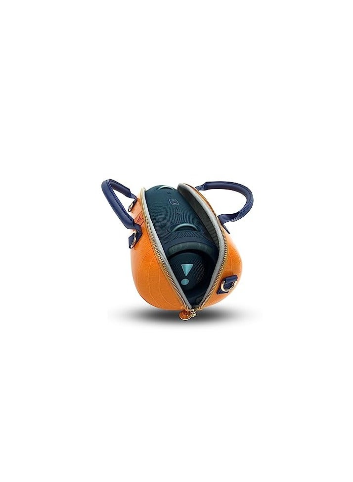 Angry Bull Hard Leather Case for JBL Extreme 3 Angry Bull Travel Storage Stand with Convenient Zippered Pocket Bag for Charger Adapter and Accessories (Orange) - Image 3
