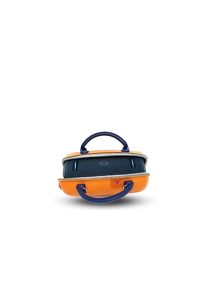 Angry Bull Hard Leather Case for JBL Extreme 3 Angry Bull Travel Storage Stand with Convenient Zippered Pocket Bag for Charger Adapter and Accessories (Orange) - Image 4