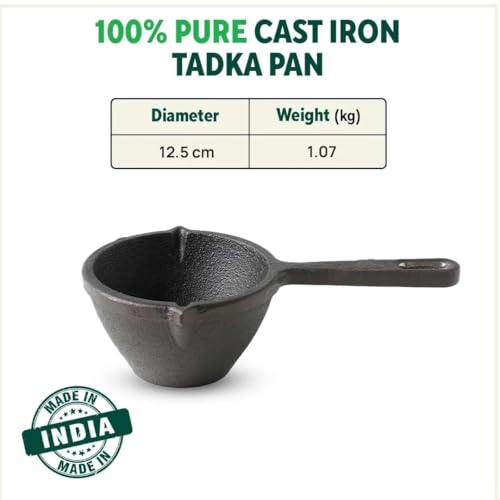 Ortex Cast Iron Tadka Pan/Vaghar/Chounk/Baghar for Frying Dal/Spices | 5Inch, 0.85kg, Gas & Induction-Friendly | Pre-Seasoned, 100% Toxin-Free, Naturally Non-Stick, Long Lasting - Image 3