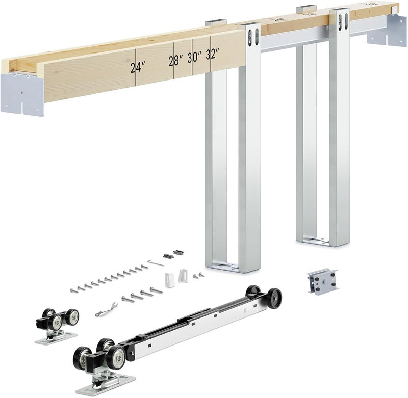 SMARTSTANDARD 36"x 80" Pocket Door Frame,Pocket Door Kit with 120LBS Two-Way Soft-Close Mechanism,Pocket Door Frame Kit for 24'' to 36'' Width Door,Durable Pocket Door Hardware - Image 1