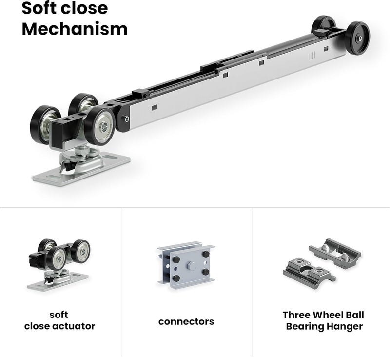 SMARTSTANDARD 36"x 80" Pocket Door Frame,Pocket Door Kit with 120LBS Two-Way Soft-Close Mechanism,Pocket Door Frame Kit for 24'' to 36'' Width Door,Durable Pocket Door Hardware - Image 5
