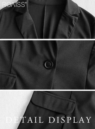 Women's 2 Piece Business Professional Suit Set Women's Fashion Slim Fit Blazer Lapel and Button Closure High Waist Suit Pants Set with Pockets for Office Formal Events - view 4