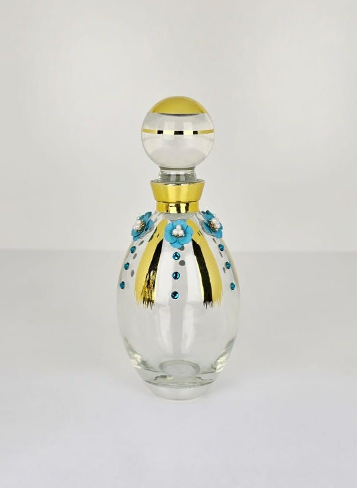 Oil perfume empty bottle decorated with flowers by damanhoor 150ML