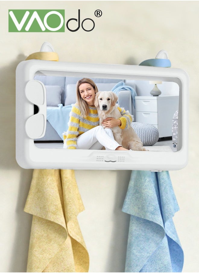 VAOdo Waterproof Shower Phone Holder, 360° Rotatable Adjustable Rainproof Phone Case No Punching Anti-Fog High Sensitivity Touch Screen Phone Holder. Suitable for Bathroom Wall Mirror Bathtub Kitchen  - Image 2
