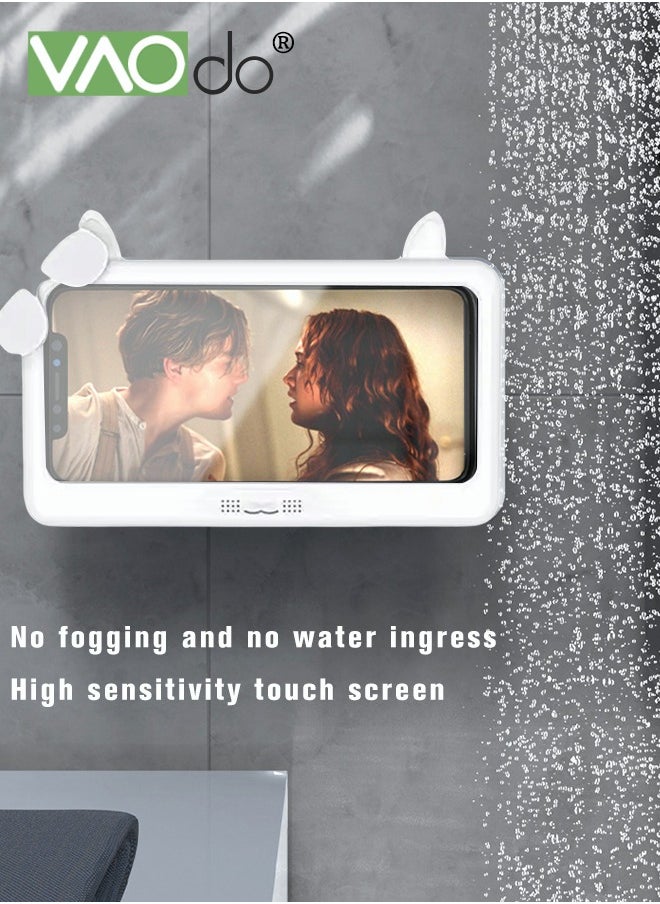 VAOdo Waterproof Shower Phone Holder, 360° Rotatable Adjustable Rainproof Phone Case No Punching Anti-Fog High Sensitivity Touch Screen Phone Holder. Suitable for Bathroom Wall Mirror Bathtub Kitchen  - Image 3