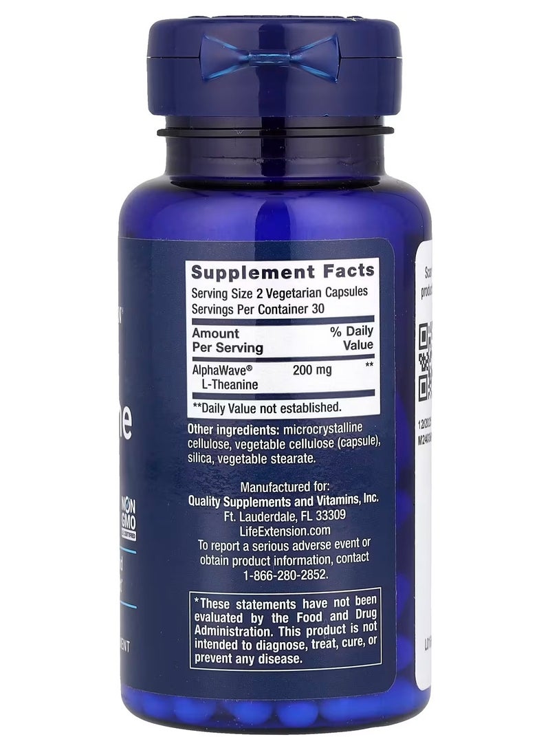 Life Extension, L-Theanine, 60 Vegetarian Capsules (100 mg per Capsule) - Image 2