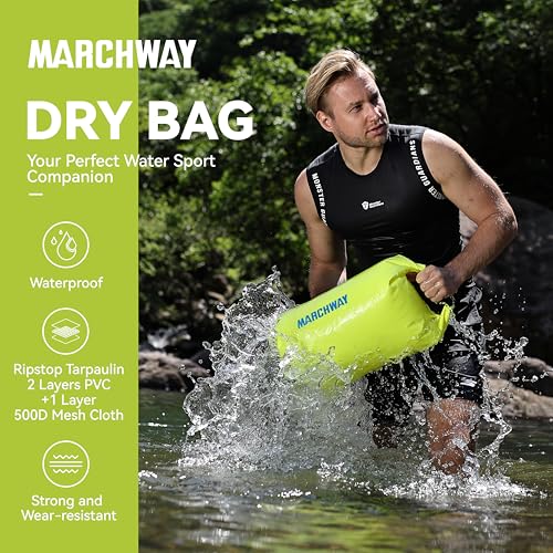 MARCHWAY Floating Waterproof Dry Bag Backpack 5L/10L/20L/30L/40L, Roll Top Sack Keeps Gear Dry for Kayaking, Rafting, Boating, Swimming, Camping, Hiking, Beach, Fishing (Bright Yellow, 20L) - Image 2