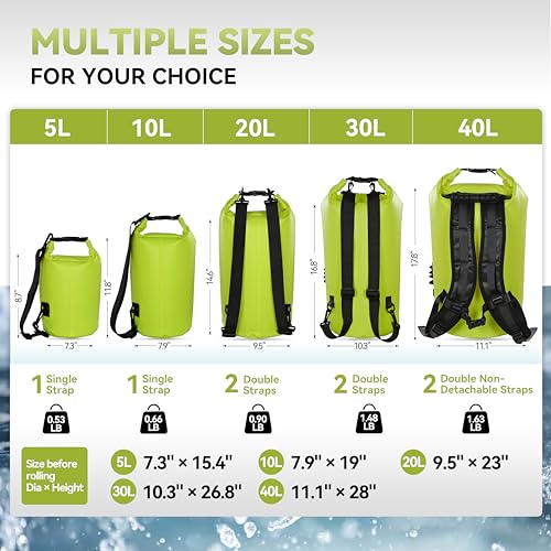 MARCHWAY Floating Waterproof Dry Bag Backpack 5L/10L/20L/30L/40L, Roll Top Sack Keeps Gear Dry for Kayaking, Rafting, Boating, Swimming, Camping, Hiking, Beach, Fishing (Bright Yellow, 20L) - Image 3