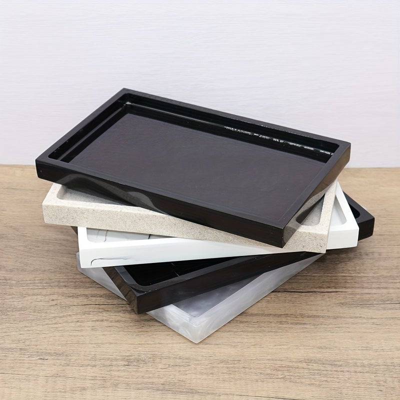 Pure Black Marble Effect Resin Tray for Home Hotel Vanity Decorative Storage - Image 4