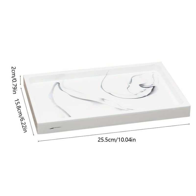 Pure Black Marble Effect Resin Tray for Home Hotel Vanity Decorative Storage - Image 3
