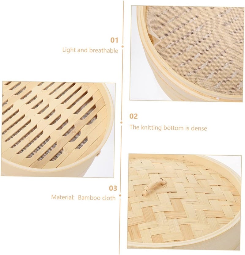 Fine detail IMIKEYA 1set Lightweight Bamboo Steamer Steamer Basket for Cooking Kitchen for Dim Sum Bao Desserts Household Event Easy clean surface - Image 5