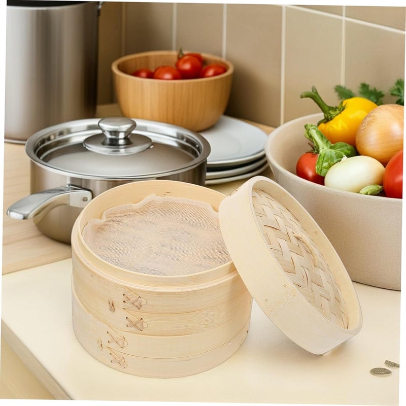 Fine detail IMIKEYA 1set Lightweight Bamboo Steamer Steamer Basket for Cooking Kitchen for Dim Sum Bao Desserts Household Event Easy clean surface - Image 4