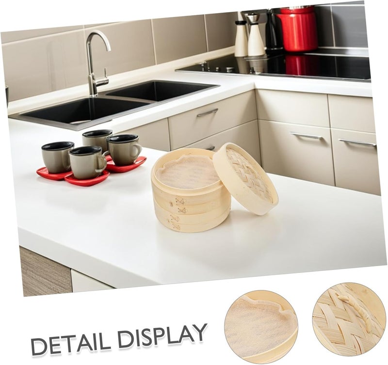 Fine detail IMIKEYA 1set Lightweight Bamboo Steamer Steamer Basket for Cooking Kitchen for Dim Sum Bao Desserts Household Event Easy clean surface - Image 3