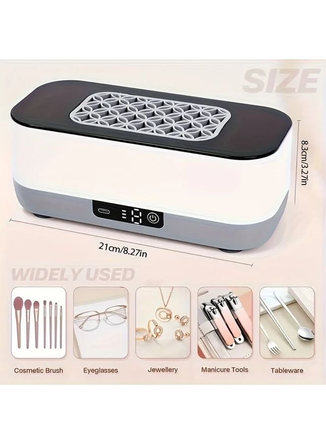 White Ultrasonic Cleaner USB Powered 360 Deep Cleaning for Jewelry Eyewear Dentures - Image 4
