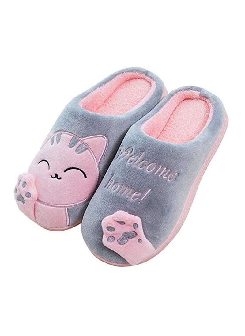 Womens House Slippers Hard Sole Winter Comfy Warm Cotton Slipper Indoor Faux Fur Shoes for Girls Ladies Pink, EU 36 to 37 - Image 1