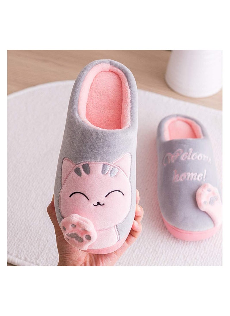 Womens House Slippers Hard Sole Winter Comfy Warm Cotton Slipper Indoor Faux Fur Shoes for Girls Ladies Pink, EU 36 to 37 - Image 3