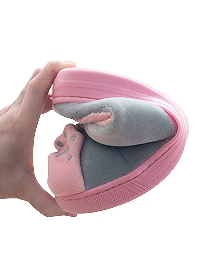 Womens House Slippers Hard Sole Winter Comfy Warm Cotton Slipper Indoor Faux Fur Shoes for Girls Ladies Pink, EU 36 to 37 - Image 4