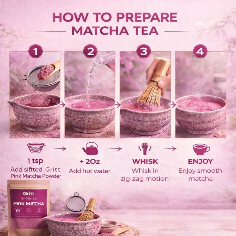Gritt  Gritt Pink Matcha Whisk Set – Japanese Matcha Tea Set (6 pieces)  | Best Price UAE