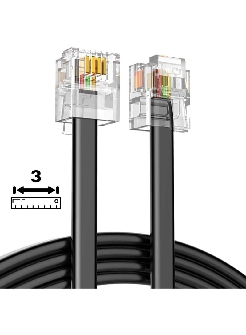 Telephone Extension Cord Telephone Cable Phone Line Landline Wire with Standard RJ-11 Plug Male/Male Black 3Meter - Image 1