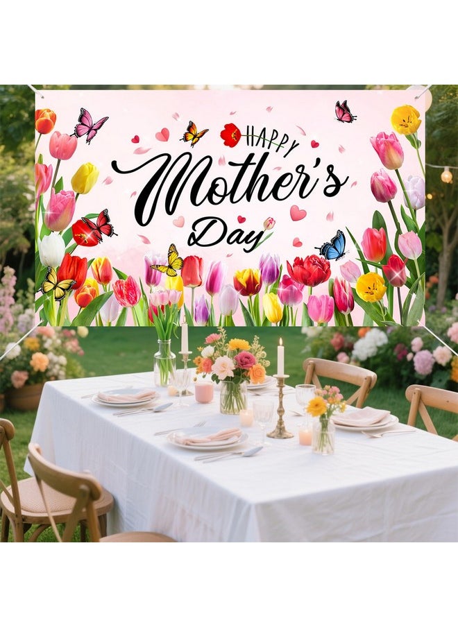 Mocsicka Mocsicka Happy Mother's Day Banner Large Mother's Day Party Decorations Banner Decorations Mothers Day Flag for Home Decor Party Supplies for Photography (Pink, 70.8x43.3 inch)  - Image 4