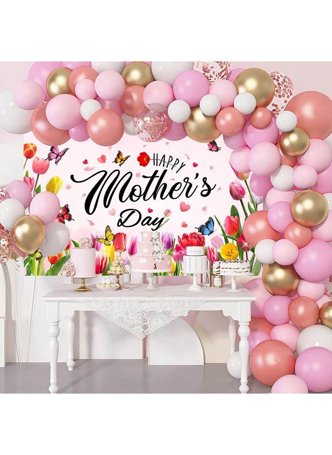 Mocsicka Mocsicka Happy Mother's Day Banner Large Mother's Day Party Decorations Banner Decorations Mothers Day Flag for Home Decor Party Supplies for Photography (Pink, 70.8x43.3 inch)  - Image 5
