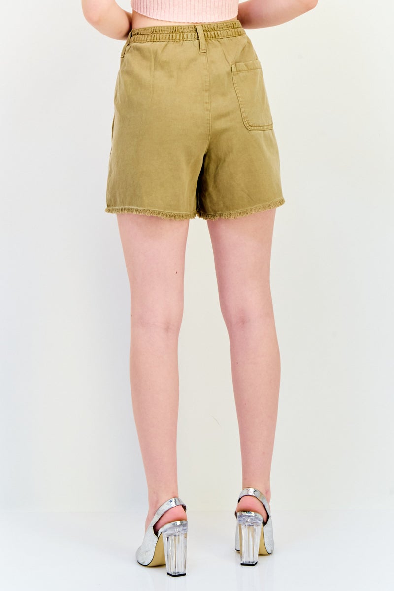 Aerie Women Solid Denim Shorts, Brown - Image 4