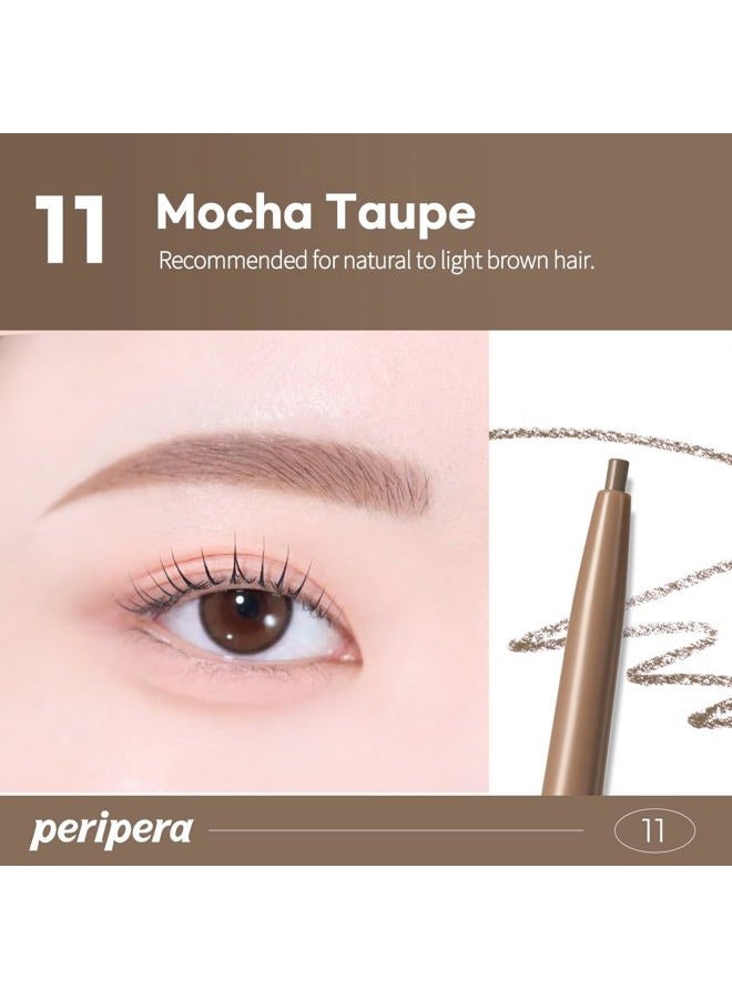 PERIPERA Speedy Skinny Brow, Precise Eyebrow Pencil, Dual-Sided Fine Tip Shades, Define Fills Brow Make up (11 MOCHA TAUPE) - Image 5