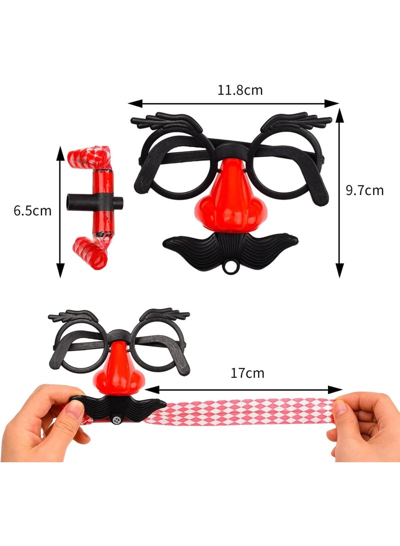SOLARAE 12 Pcs Funny Props Nose Mustache Glasses, with Big Nose Eyebrows and Mustache, Disguise Glasses, Suitable for Parties, Funny Photos, Random Colors - Image 2