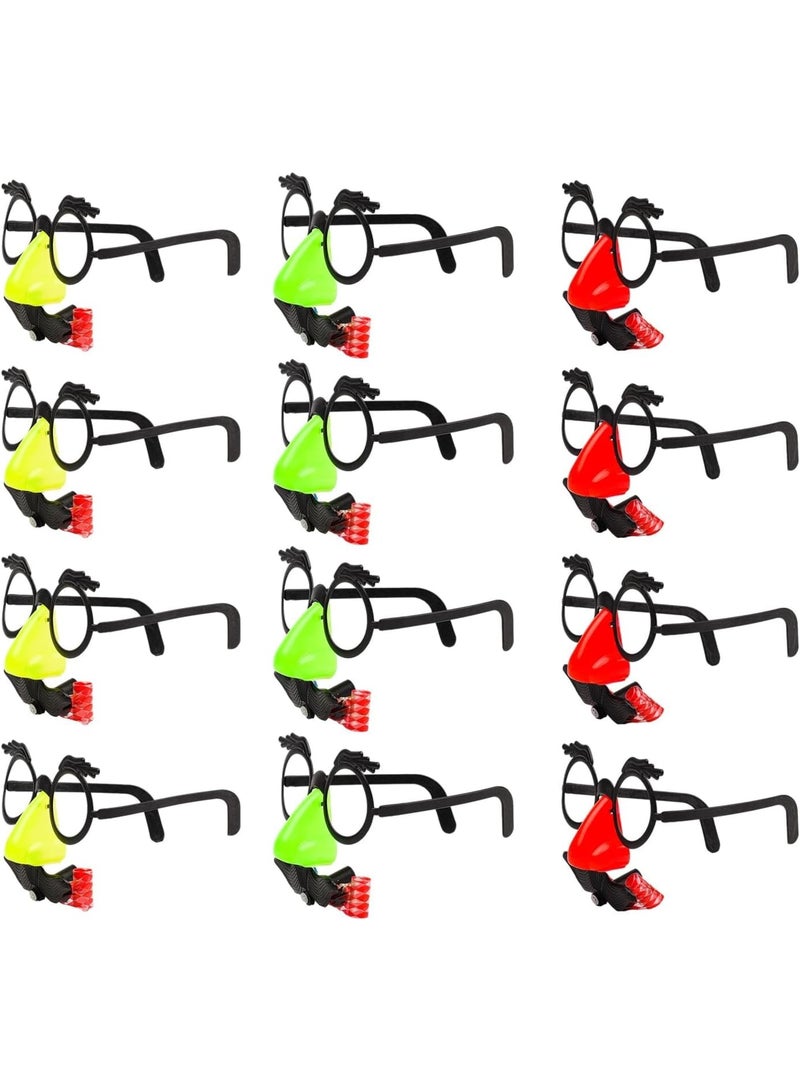 SOLARAE 12 Pcs Funny Props Nose Mustache Glasses, with Big Nose Eyebrows and Mustache, Disguise Glasses, Suitable for Parties, Funny Photos, Random Colors - Image 1