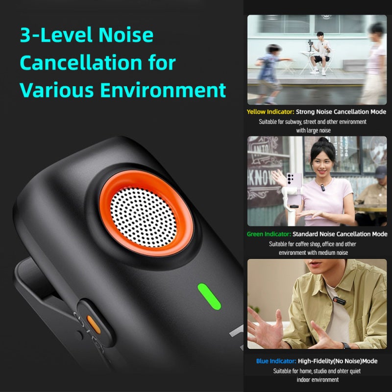 hohem MIC-01 One-Trigger-One 2.4G Wireless Microphone Magnet/ Clip On Mic for Smartphone 3-Level Noise Cancelling Built-in TF Card Slot Remote Shutter Control with Carrying Case External Mic for - Image 5
