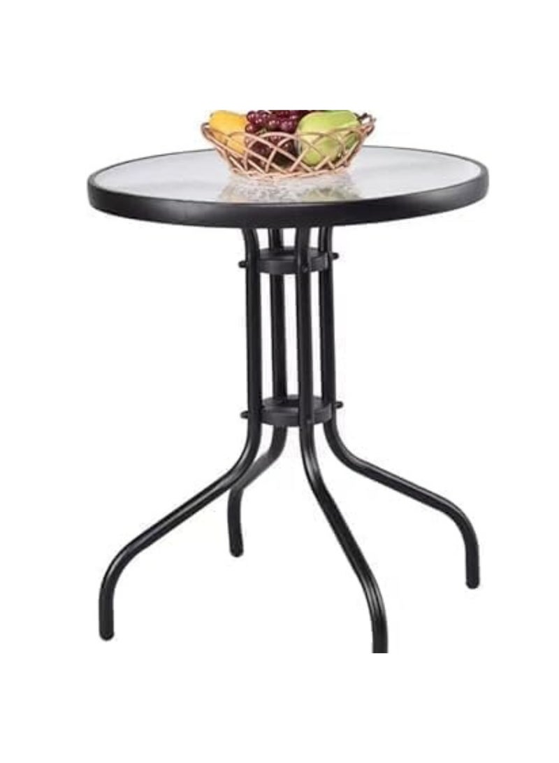 KUSTOMDECO Kustom Deco 3-Piece Outdoor Bistro Set, Brown Textured Sling Chairs, Glass Top Table, Patio Furniture - Image 2
