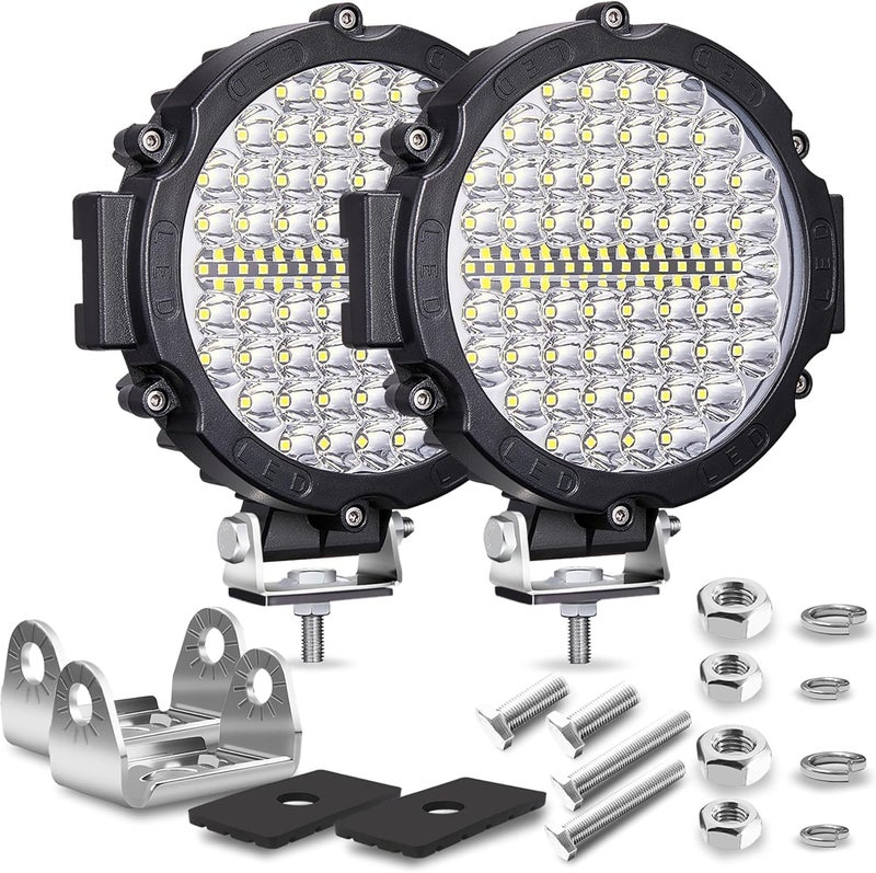 SAN YOUNG 7 Inch Round LED Off Road Driving Lights, 120W 10000lm, 2 Pack - Image 1