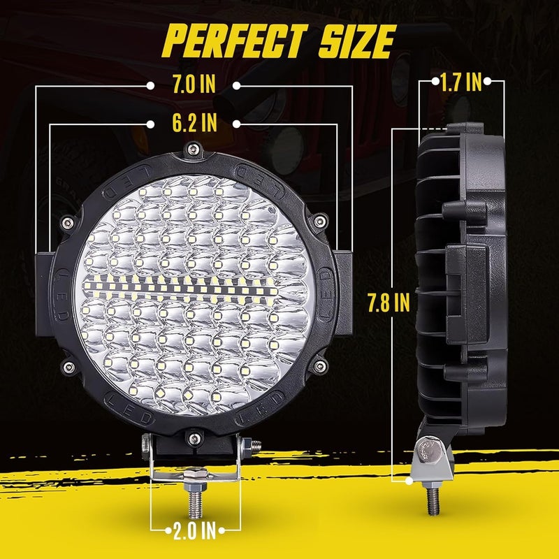 SAN YOUNG 7 Inch Round LED Off Road Driving Lights, 120W 10000lm, 2 Pack - Image 3